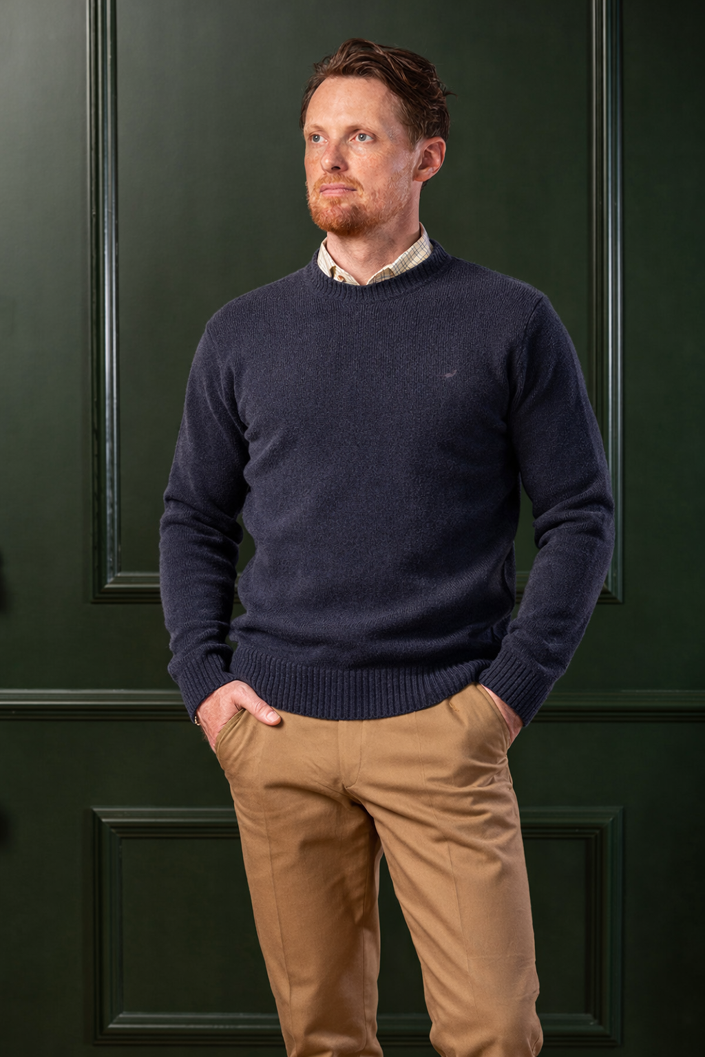 Kensington O-neck Lammeuld Sweater – Storm