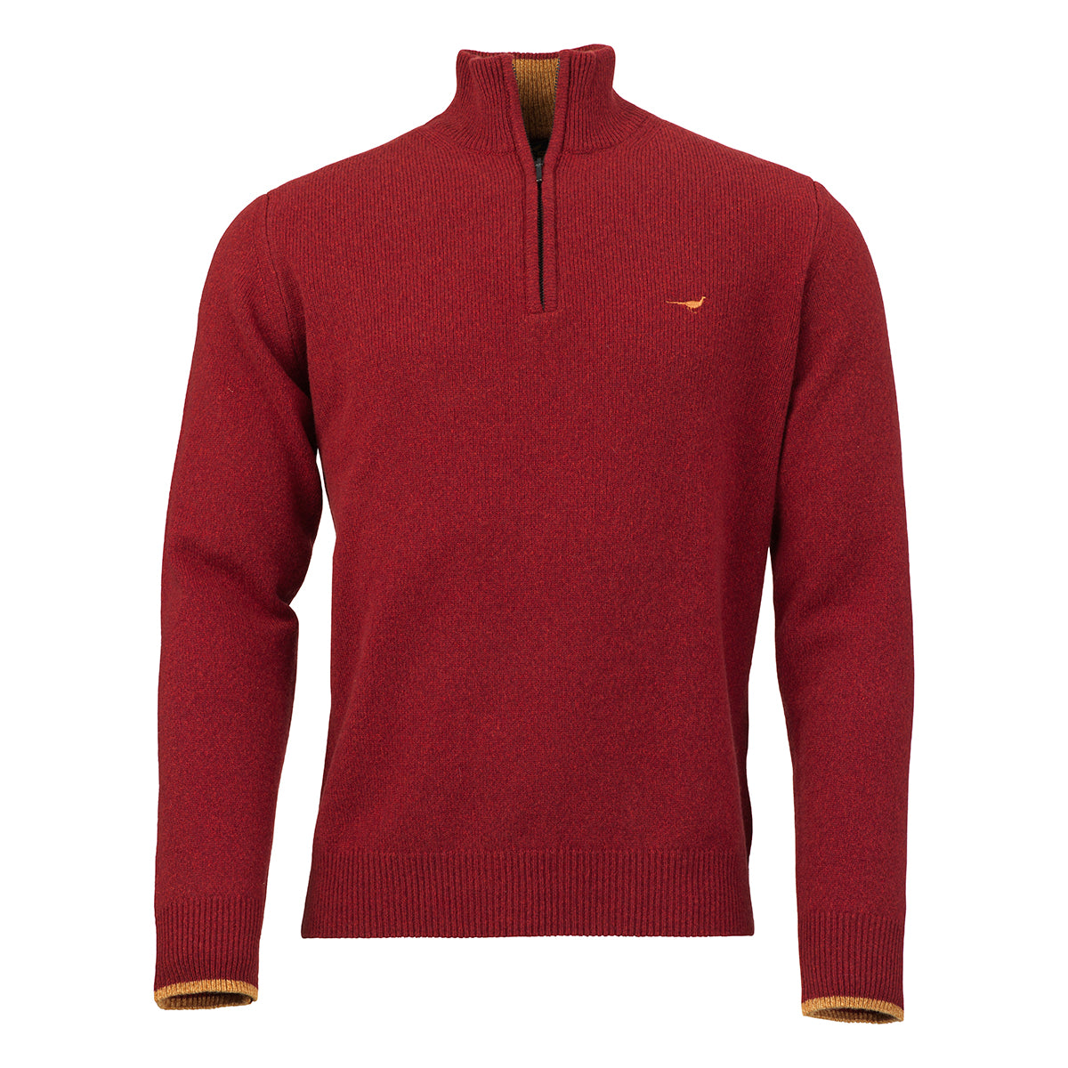 Brompton Zip Neck Lammeuld Sweater – Wine