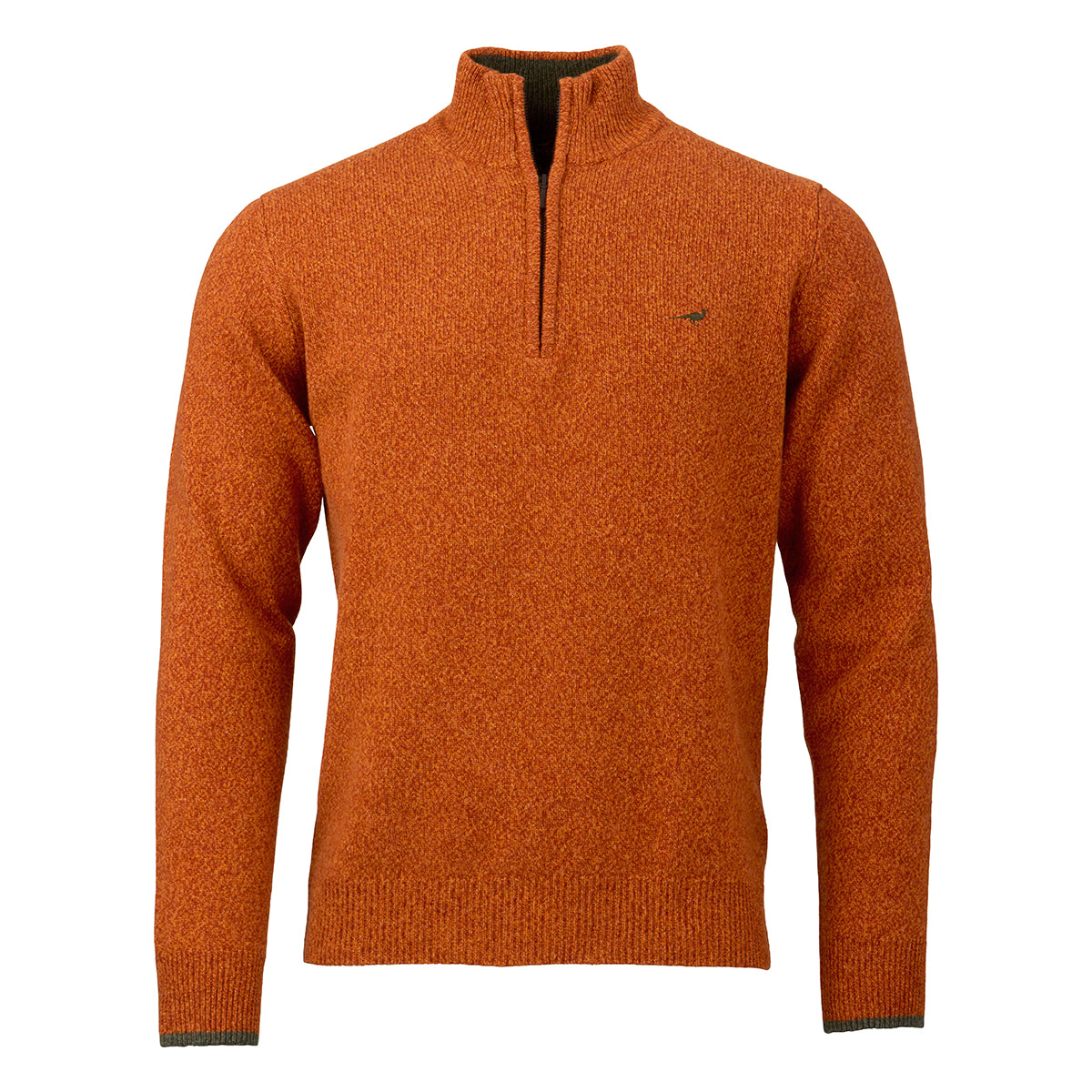 Brompton Zip Neck Lammeuld Sweater – Terra