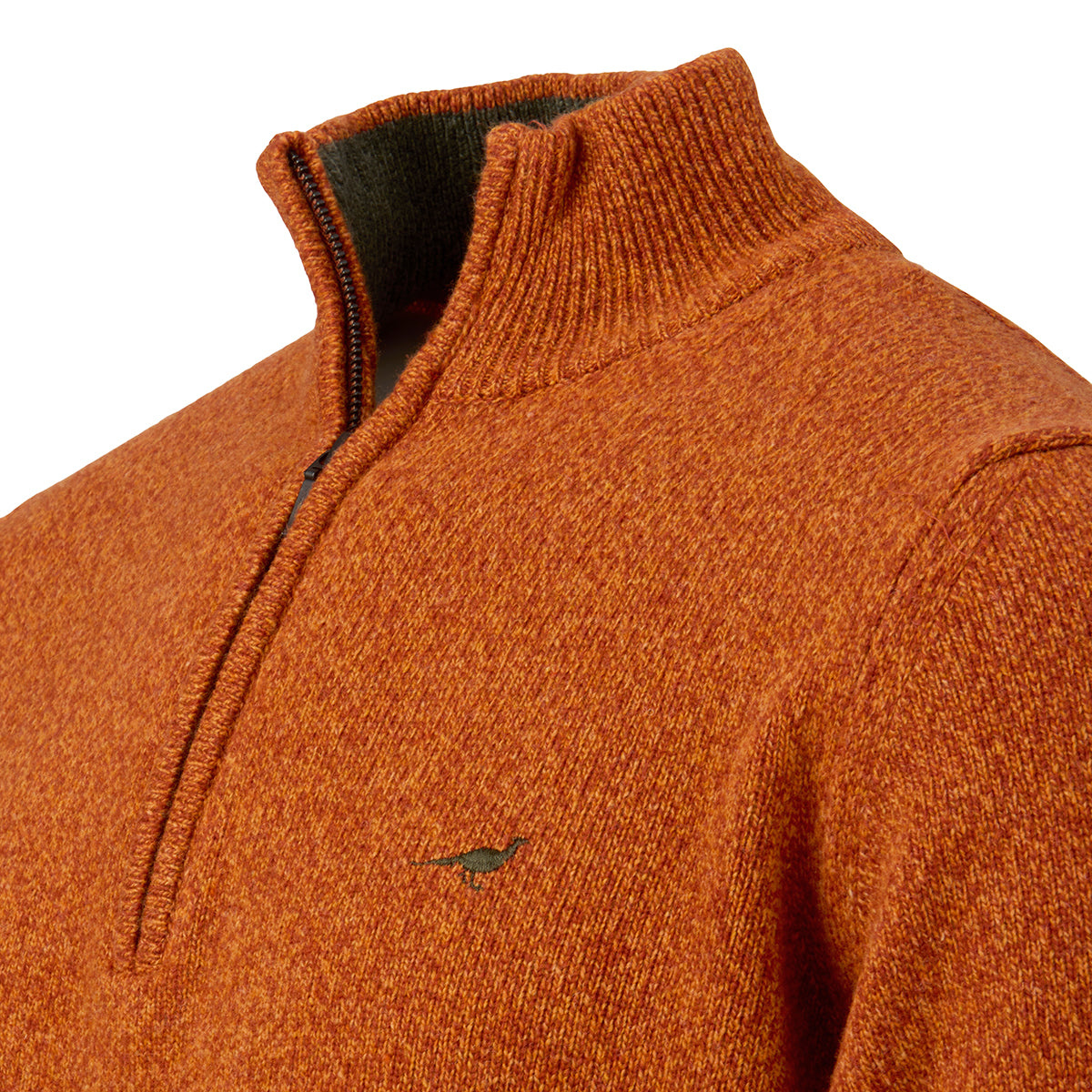 Brompton Zip Neck Lammeuld Sweater – Terra