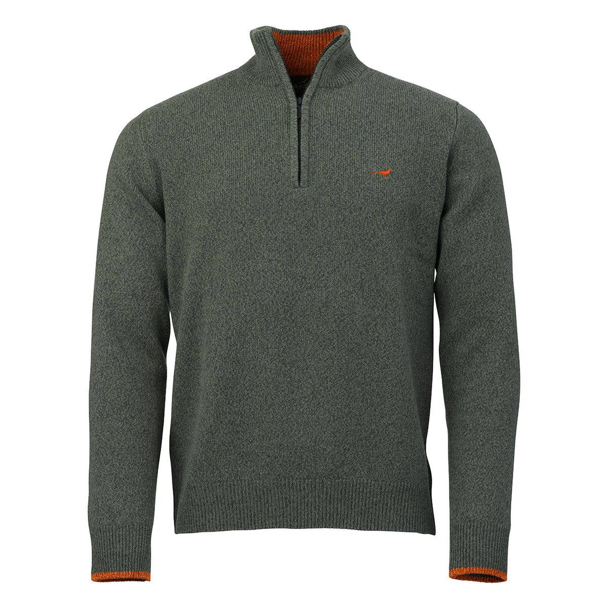 Brompton Zip Neck Lammeuld Sweater – Forest