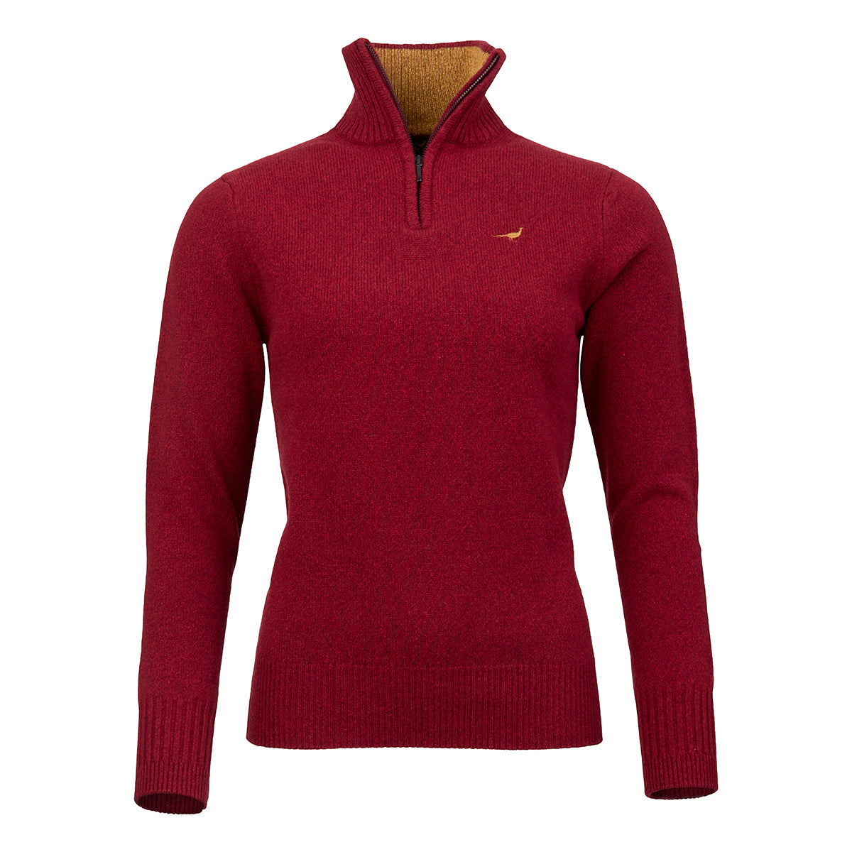 Tyne Zip Neck Lammeuld Sweater - Wine