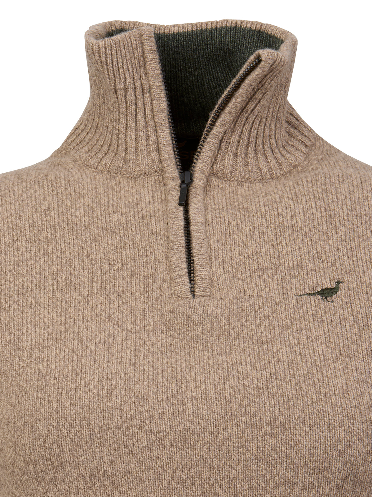 Tyne Zip Neck Lammeuld Sweater - Camel