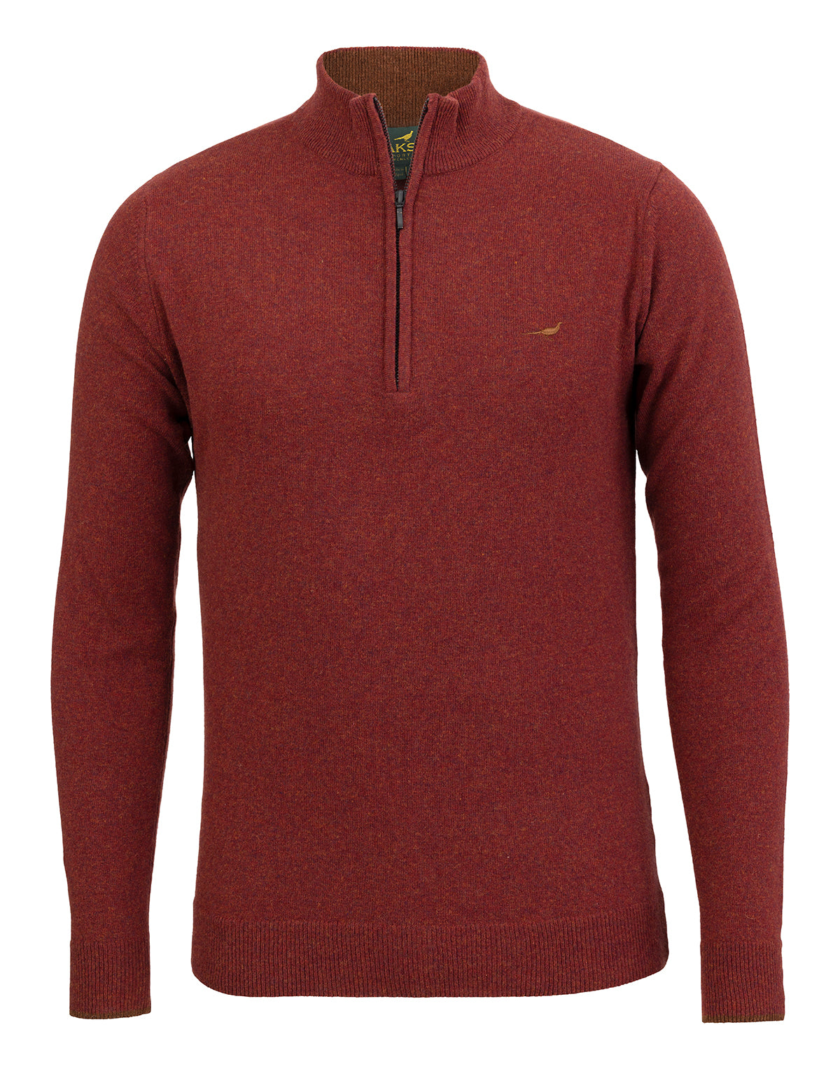 Brompton Zip Neck Sweater - Rustrød