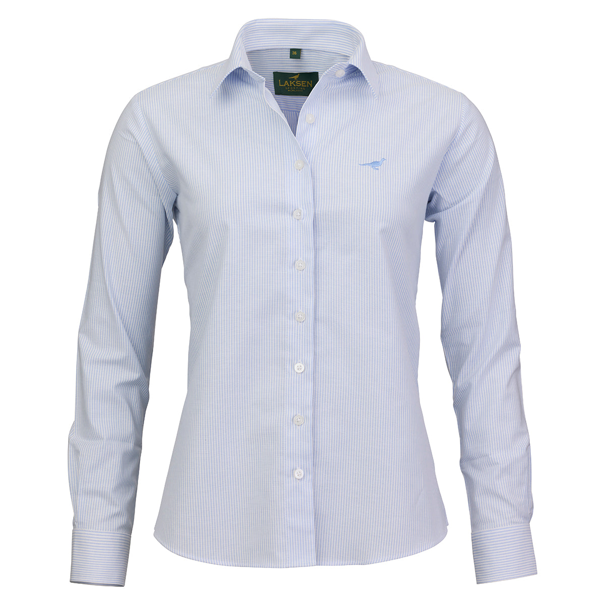 Dame Pin Oxford Stretch Skjorte - Light Blue