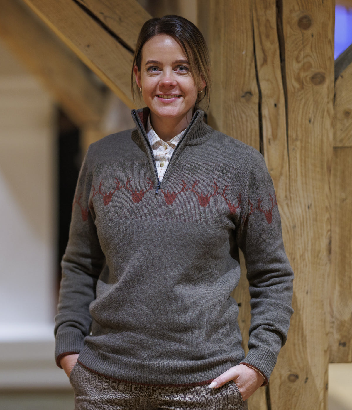 Lady Deer Jacquard - Lammuld sweater
