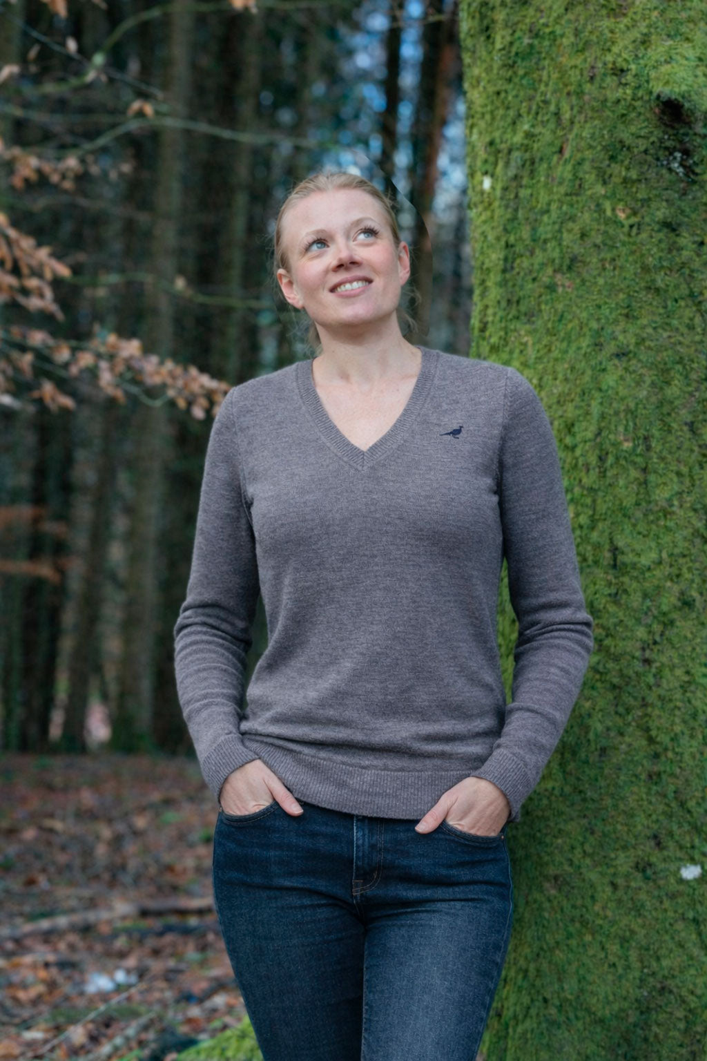 Camilla V-neck Merino Sweater – Overcast