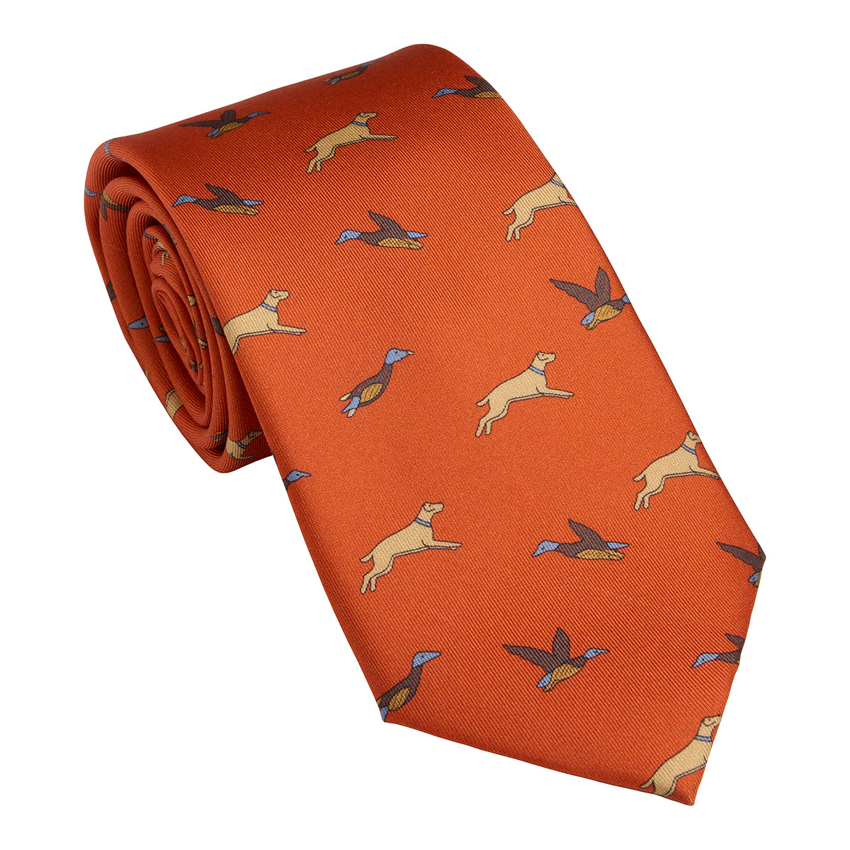 Slips med motiv af hunde/ænder - Orange