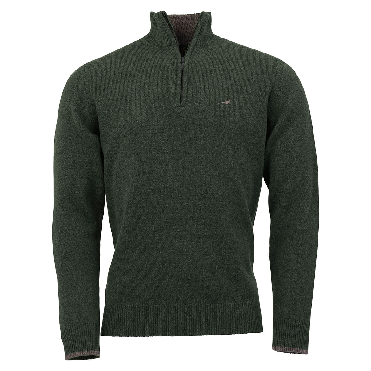 Brompton Zip Neck Lammeuld Sweater – Loden