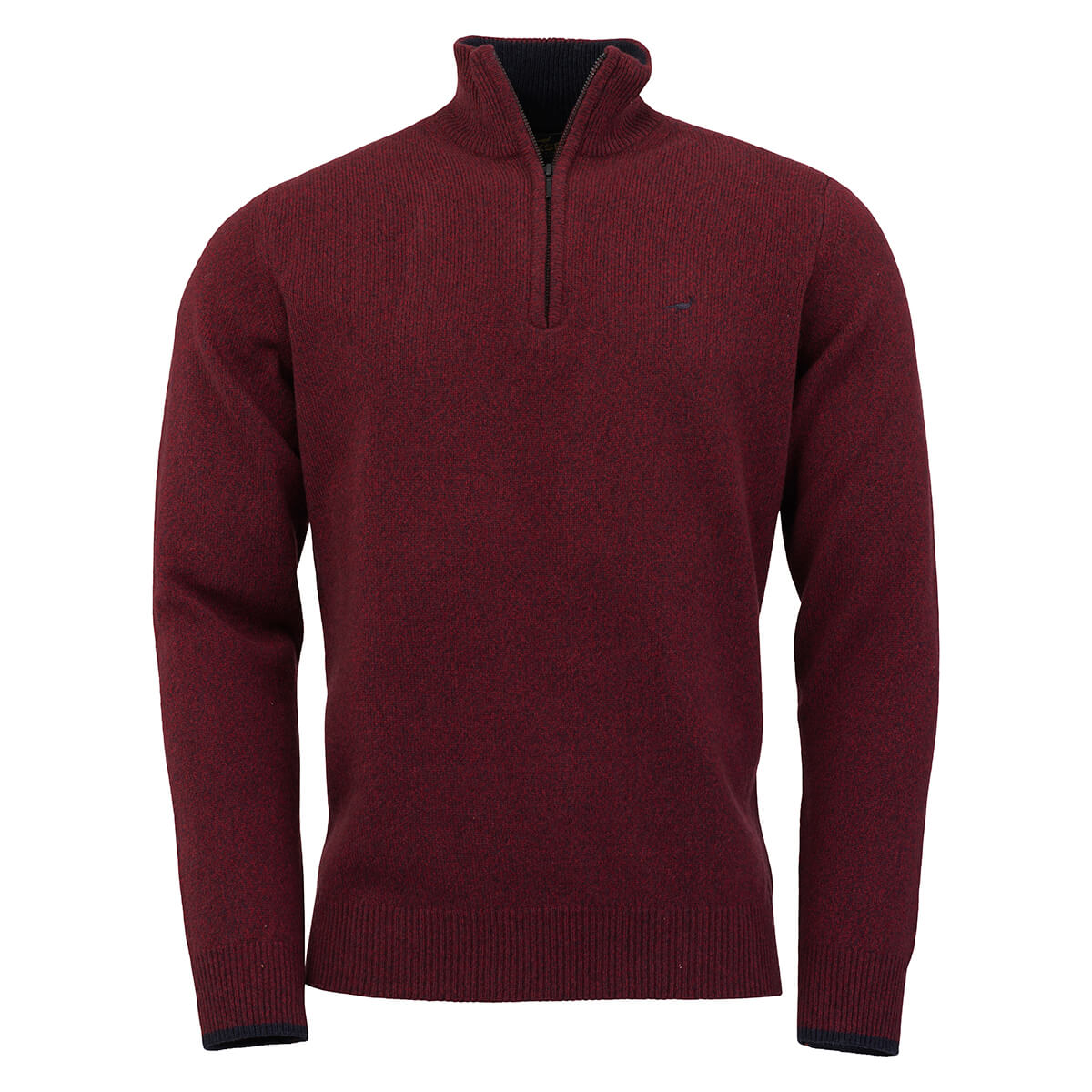 Brompton Zip Neck Lammeuld Sweater – Burgundy