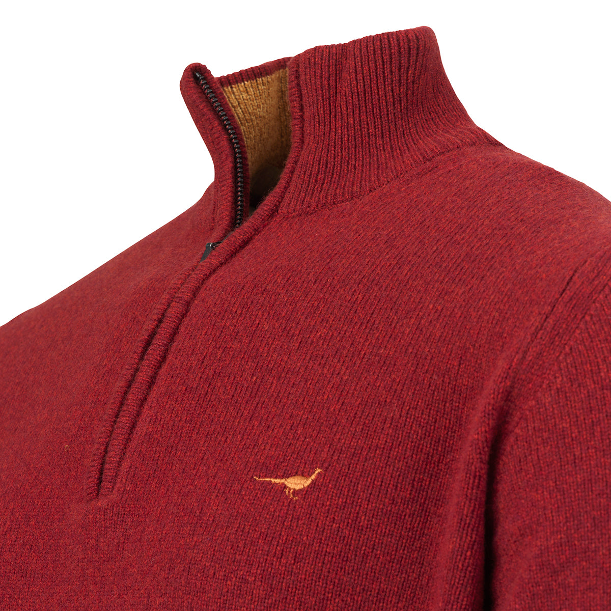 Brompton Zip Neck Lammeuld Sweater – Wine