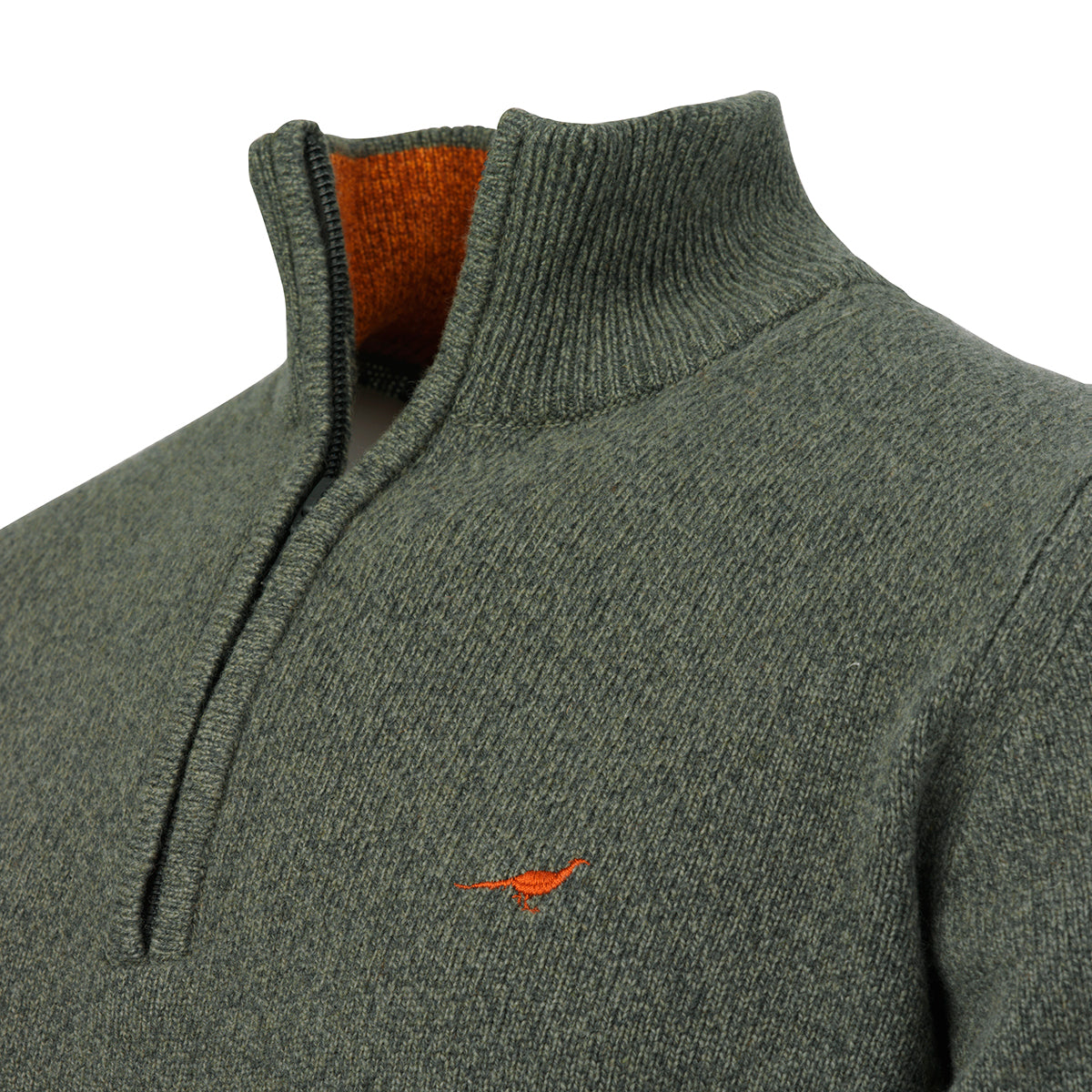 Brompton Zip Neck Lammeuld Sweater – Forest