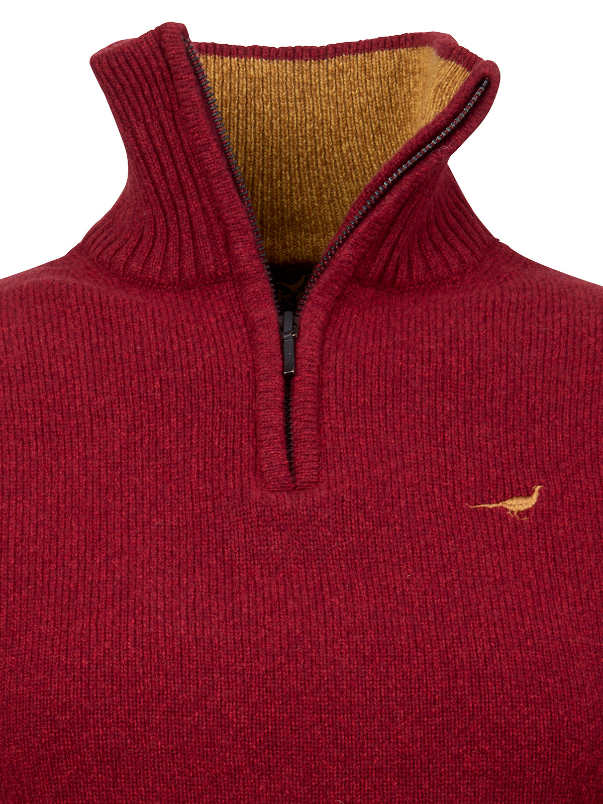 Tyne Zip Neck Lammeuld Sweater - Wine