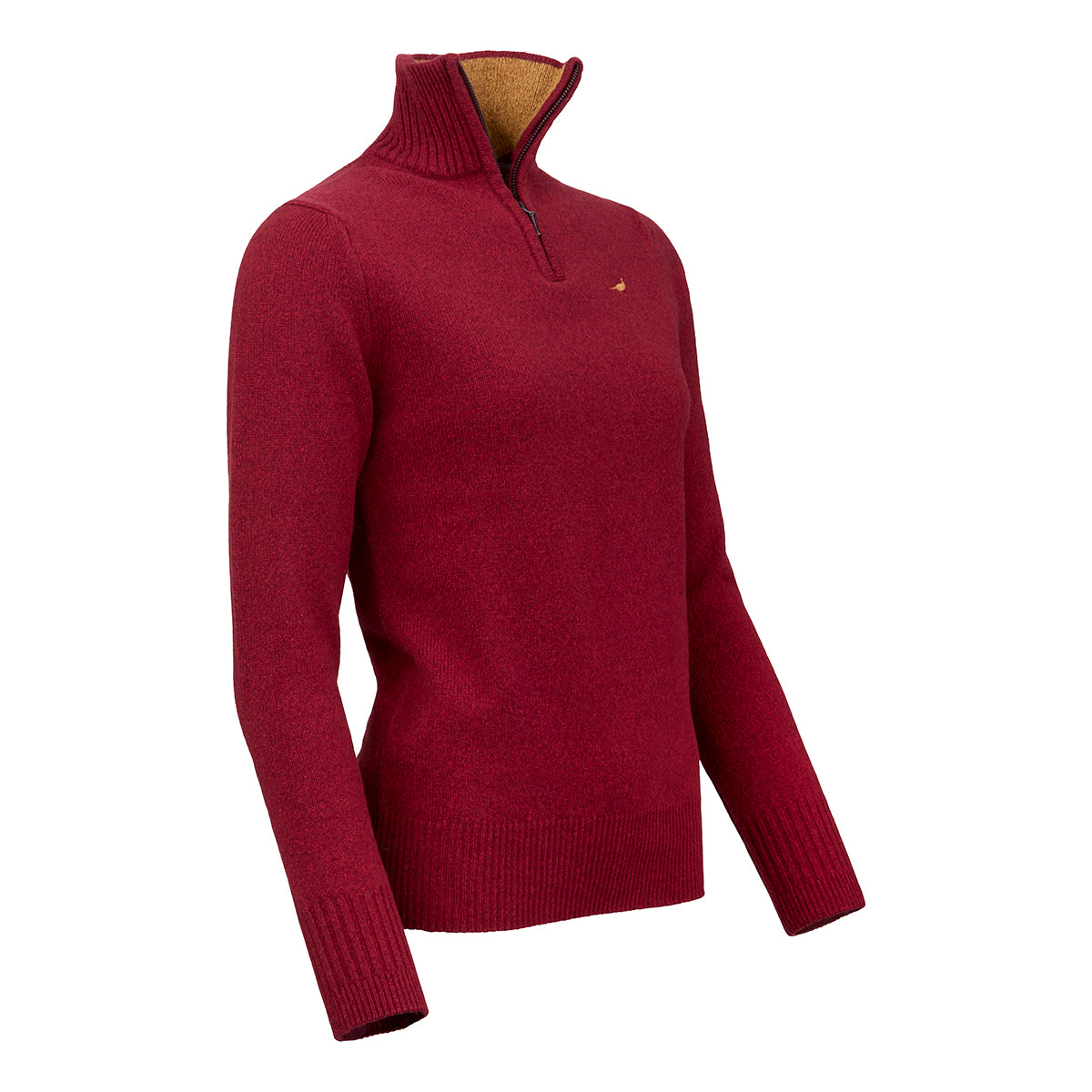 Tyne Zip Neck Lammeuld Sweater - Wine