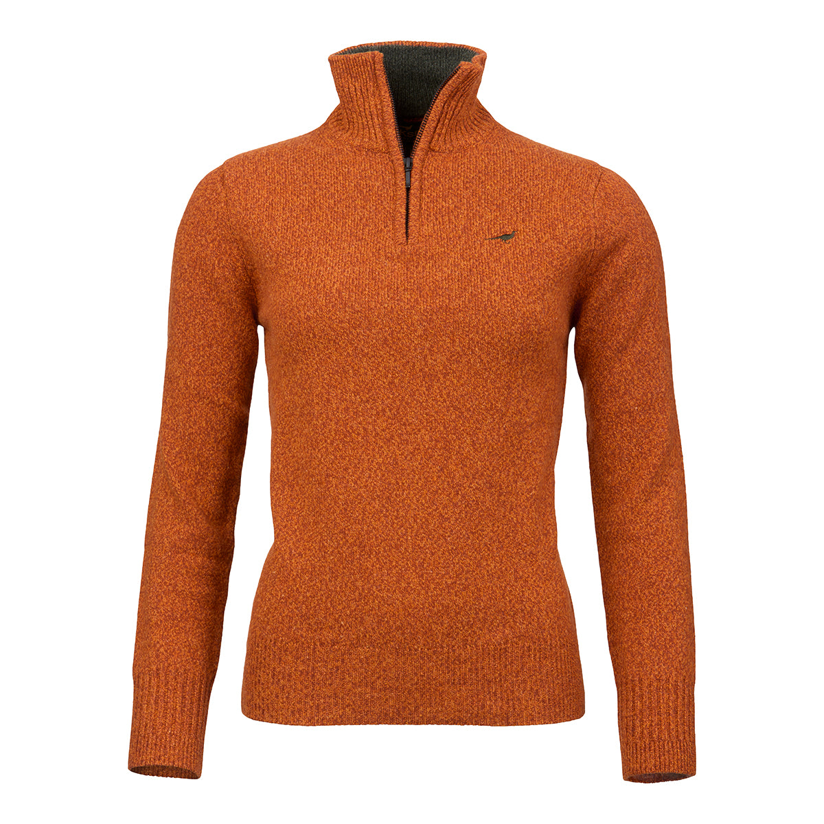 Tyne Zip Neck Lammeuld Sweater - Terra