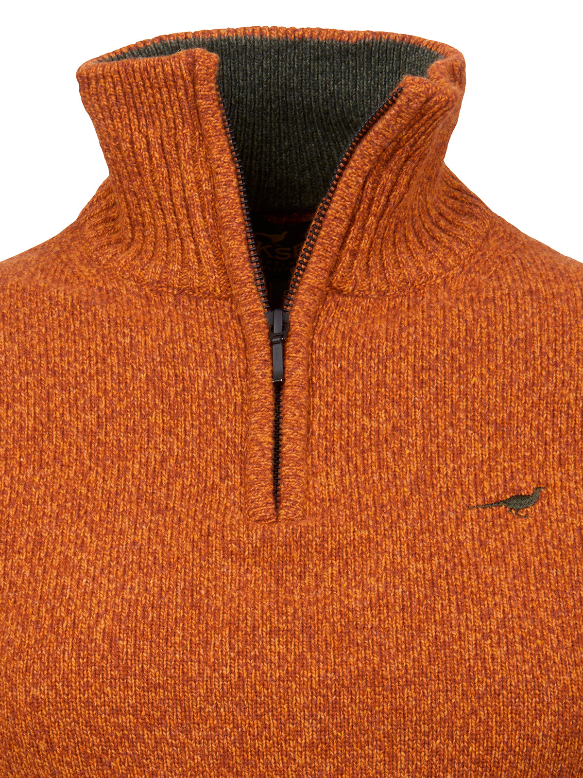 Tyne Zip Neck Lammeuld Sweater - Terra