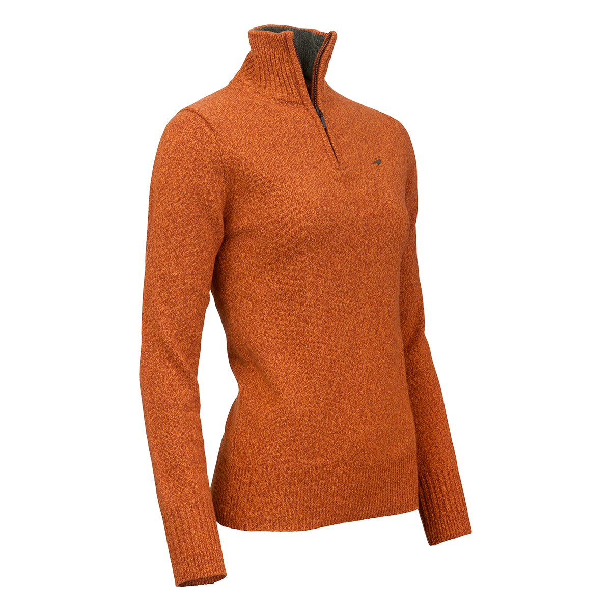 Tyne Zip Neck Lammeuld Sweater - Terra