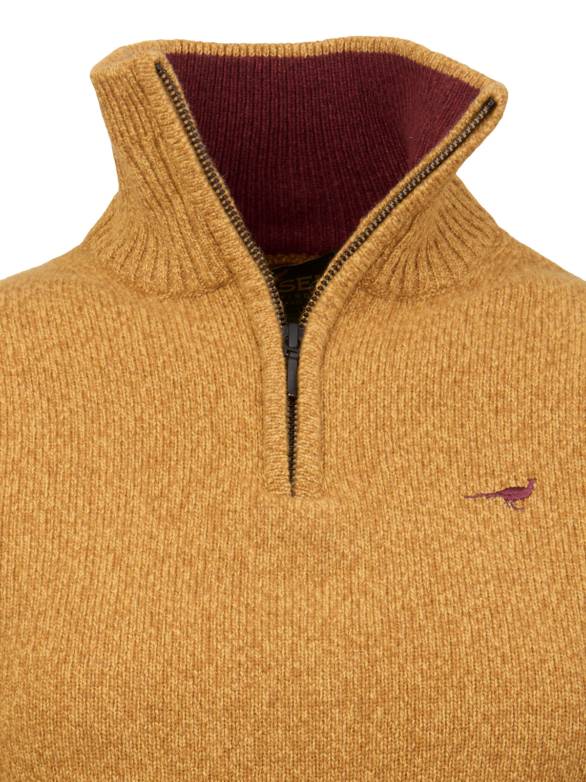 Tyne Zip Neck Lammeuld Sweater - Gorse