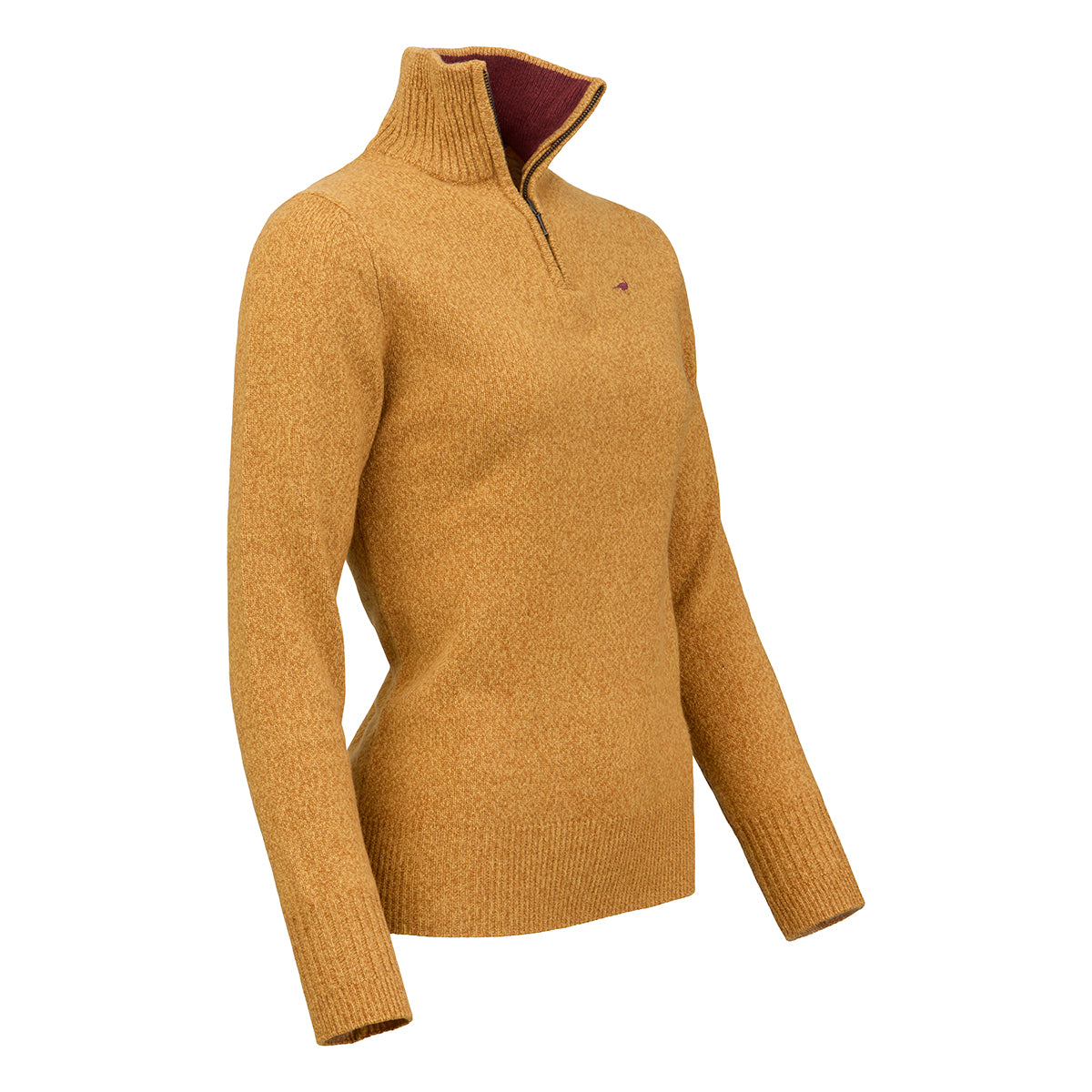 Tyne Zip Neck Lammeuld Sweater - Gorse