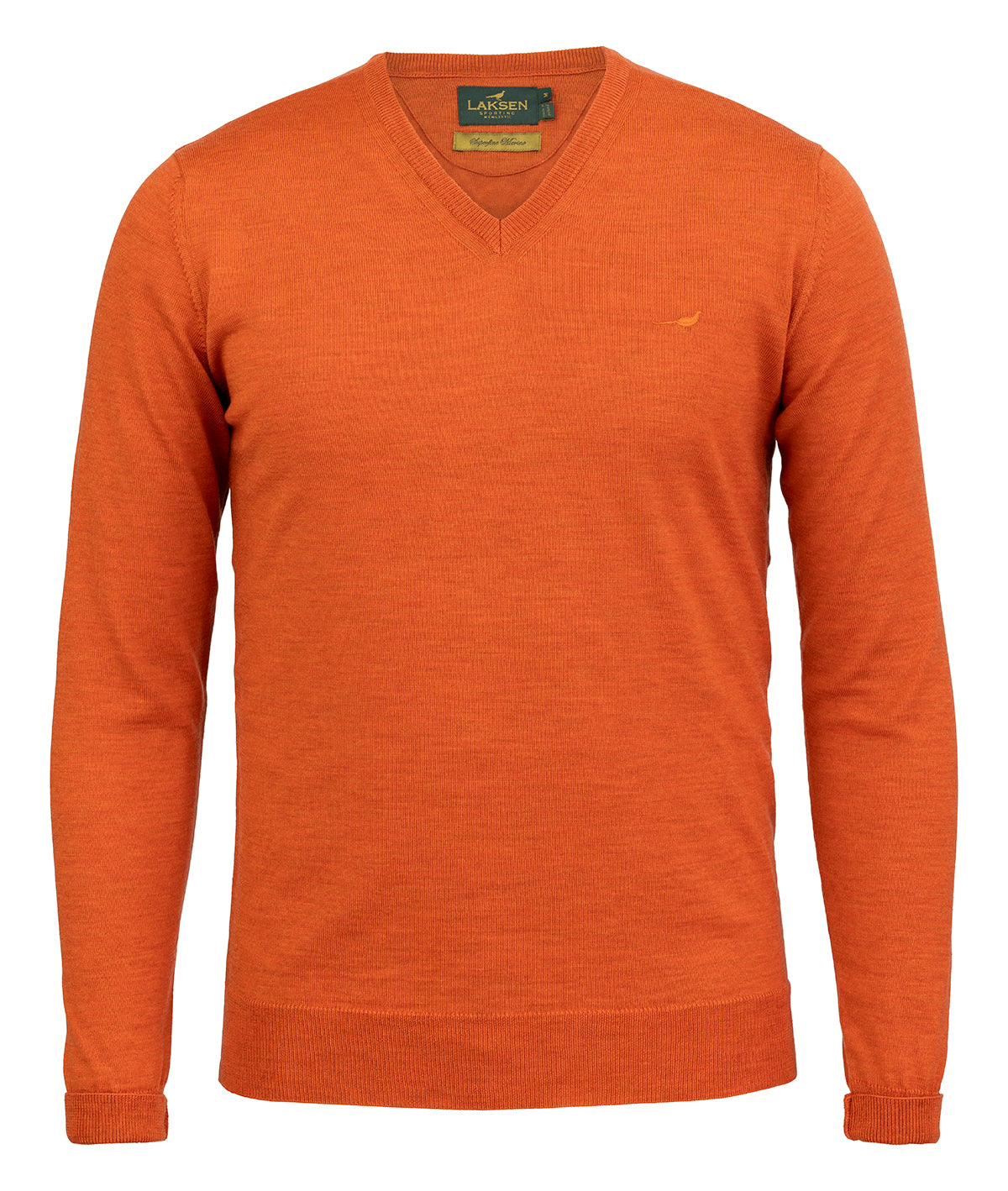 Sussex V-Neck Merino Sweater - Orange