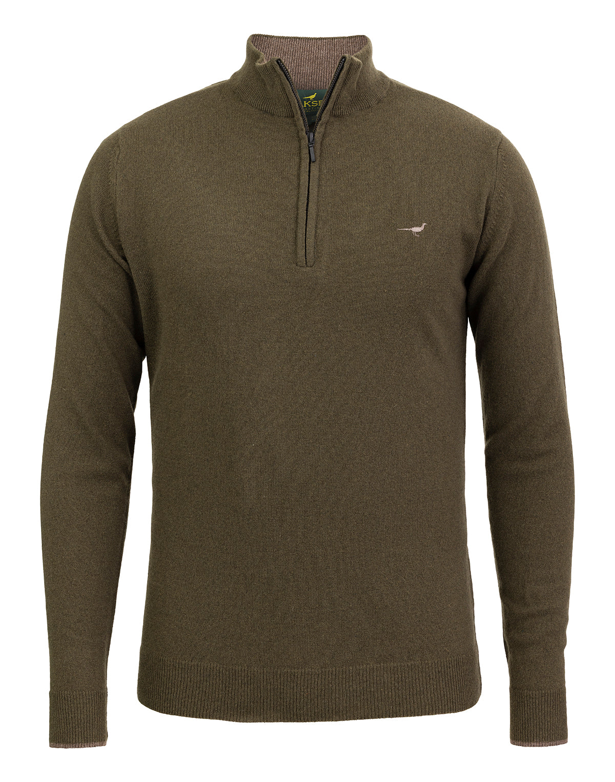 Brompton Zip Neck Sweater - Oliven