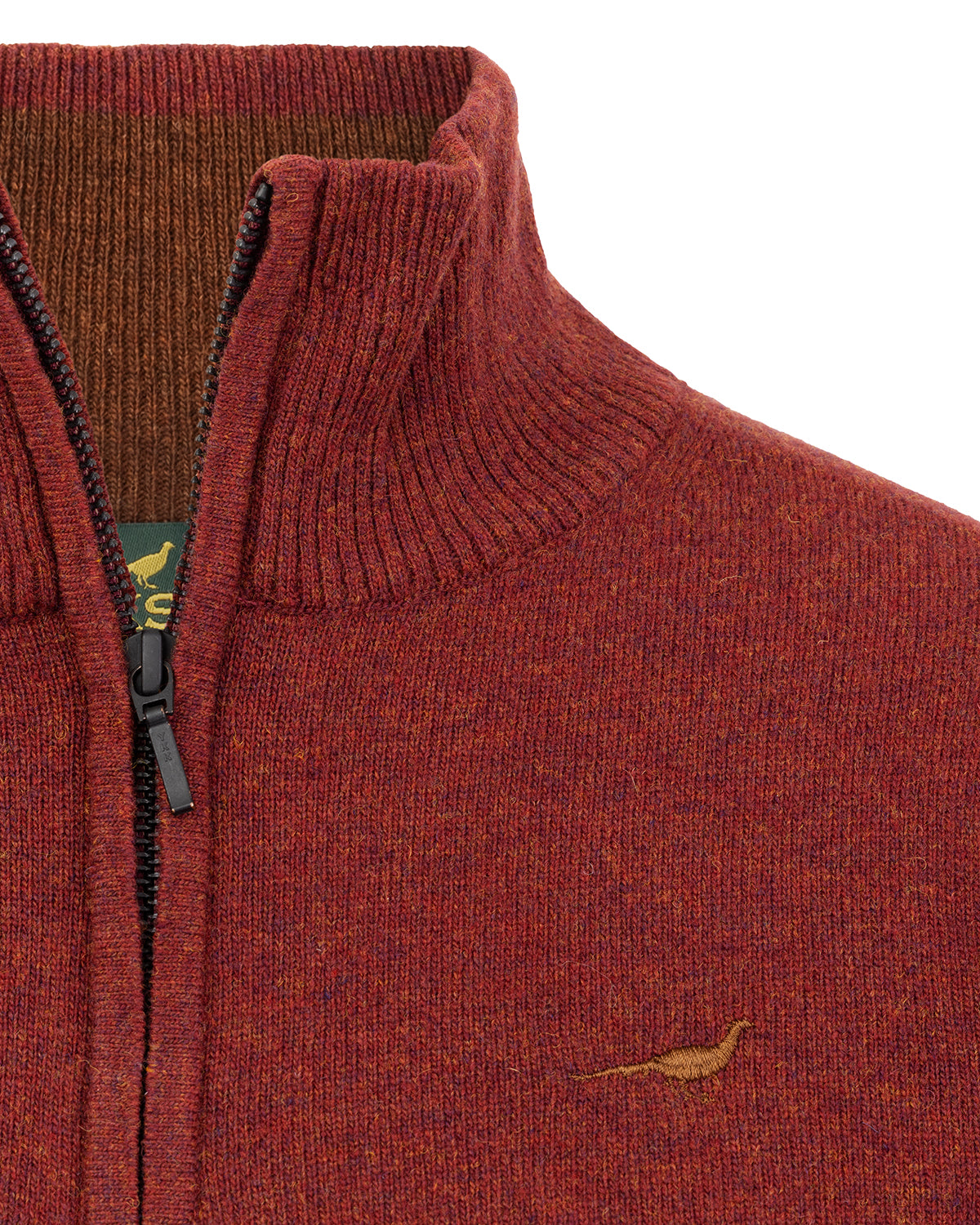 Tyne Zip Neck Lammeuld dame sweater - Rusty
