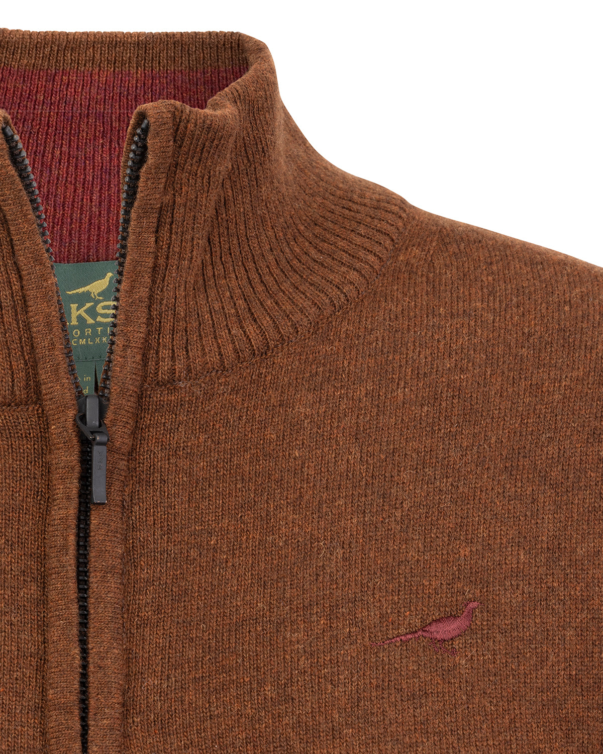 Tyne Zip Neck Lammeuld dame sweater - Toffee