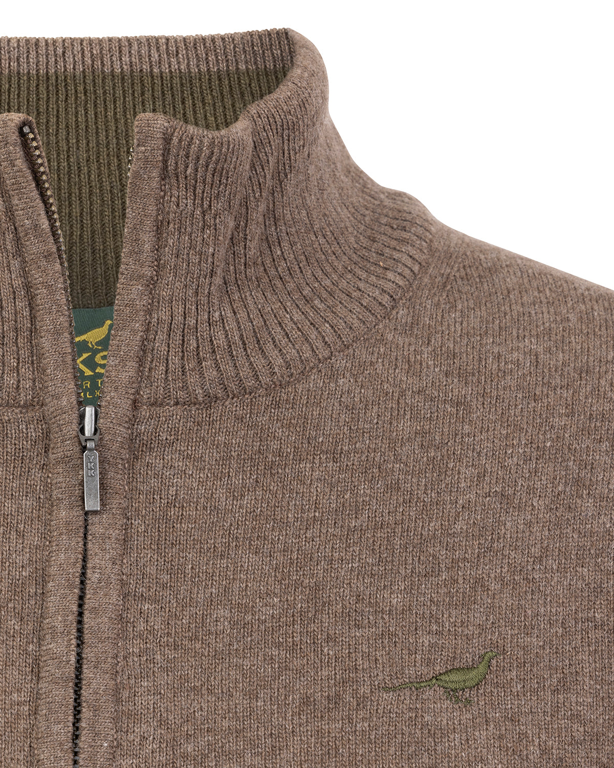 Tyne Zip Neck Lammeuld dame sweater - Camel