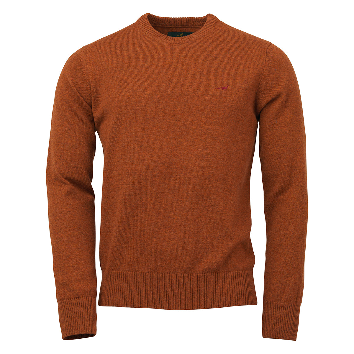 Hoy O-neck Lammeuld Sweater - Burnt Orange