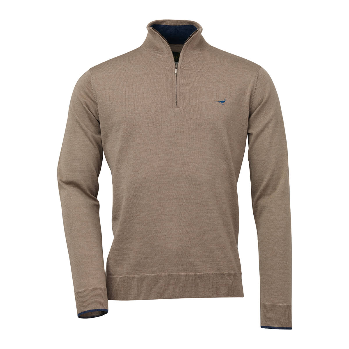 Norfolk Zip Neck Merino Sweater - Sand