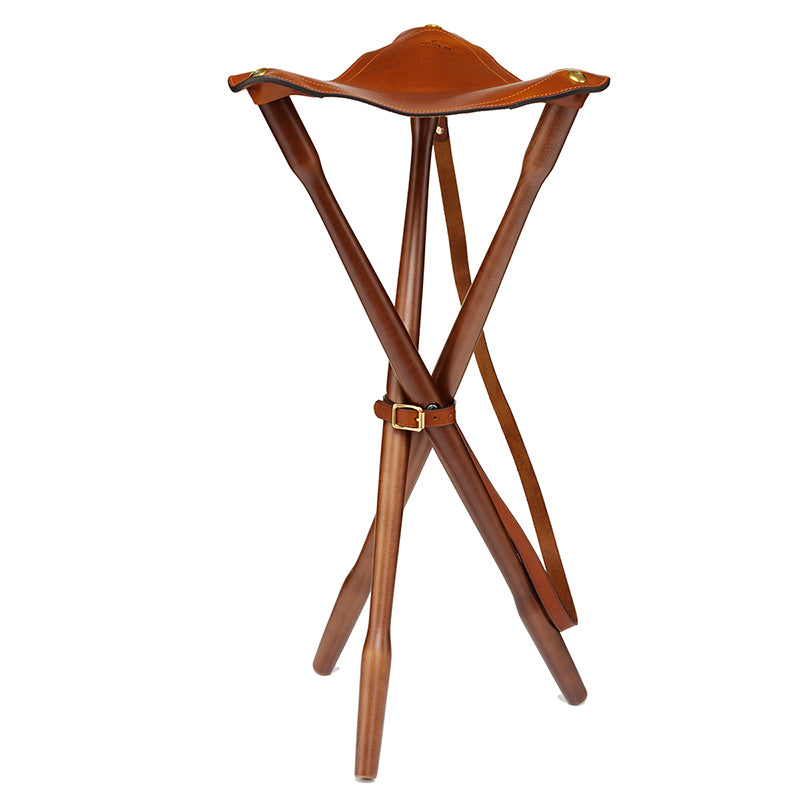 Tripod Jagtstol i Teak & Læder - Nat. Mahogany