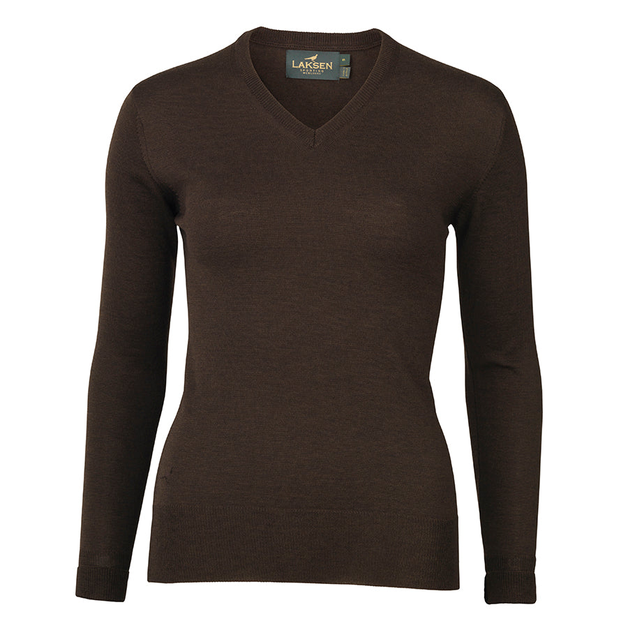 Carnaby V-Hals Merino Strik - Chocolate