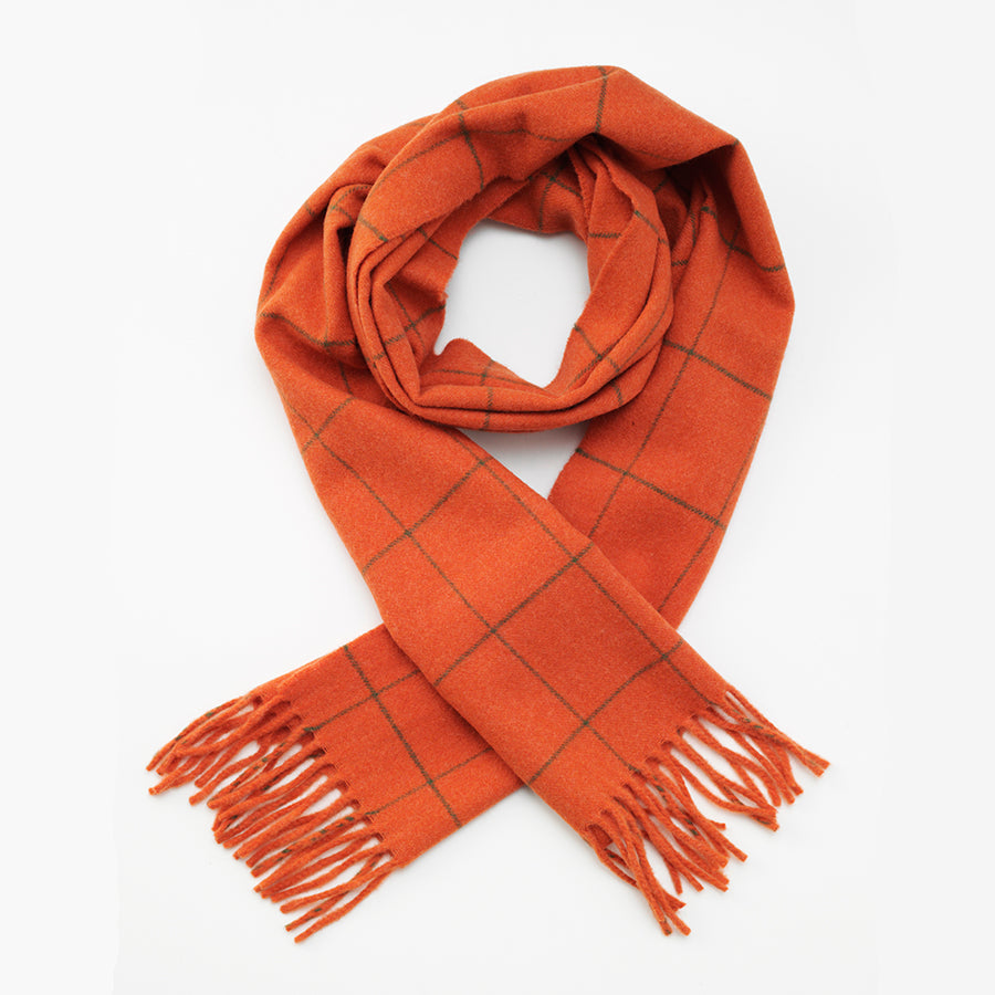 Woodland Scarf - Orange W. Green Checks